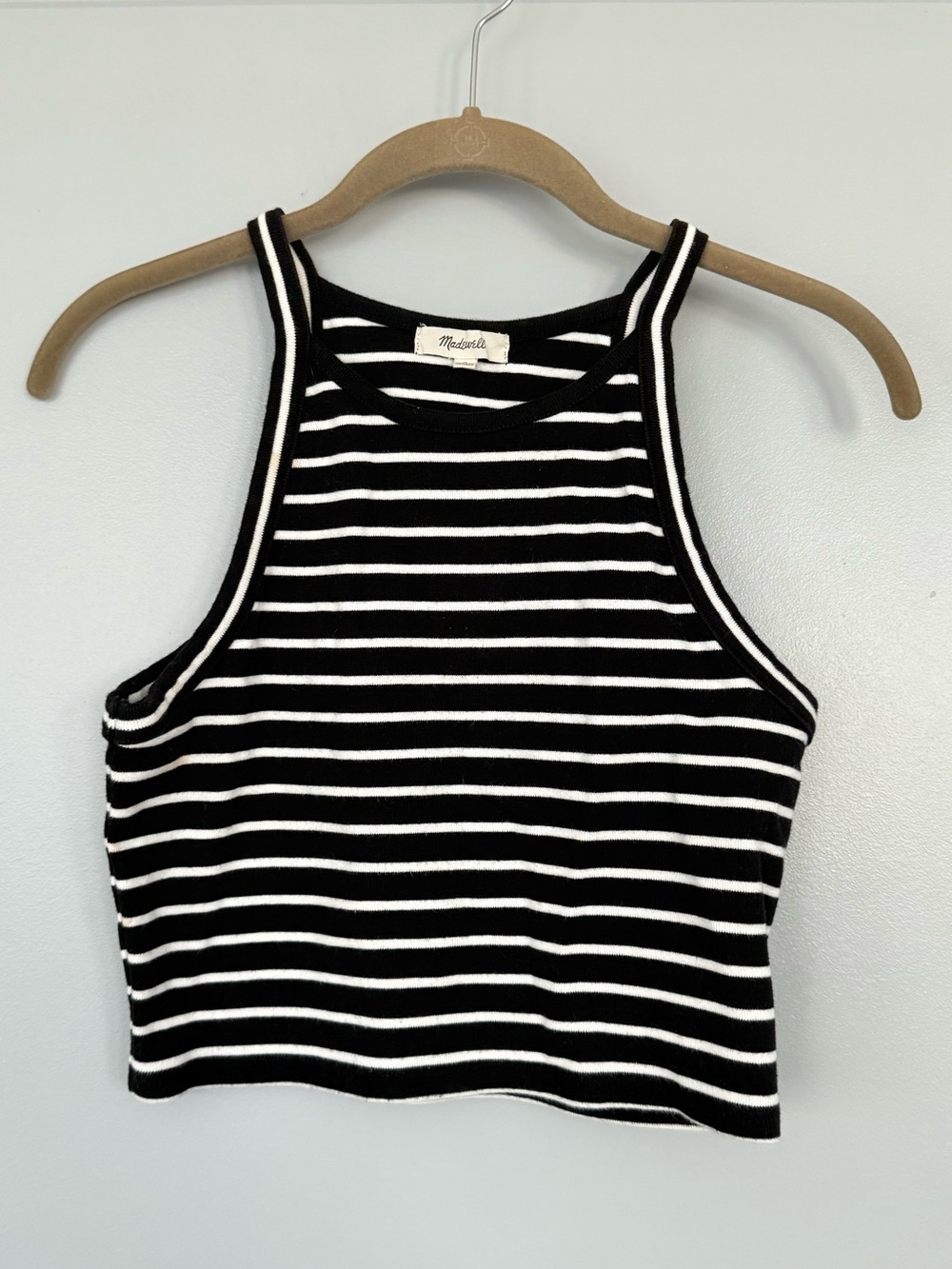 Madewell Black & White Striped Crop Top